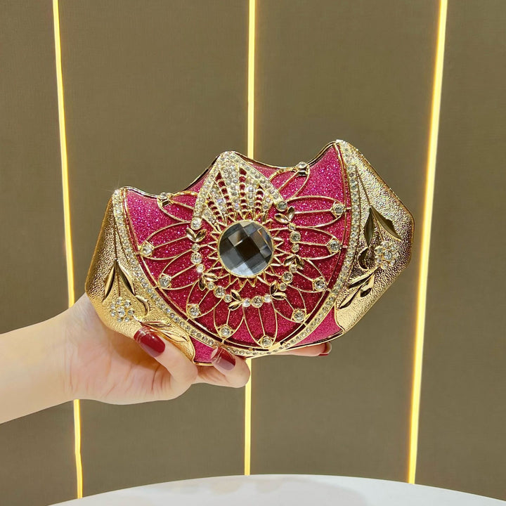 Blumeninspiriertes Strass-Abend-Clutch