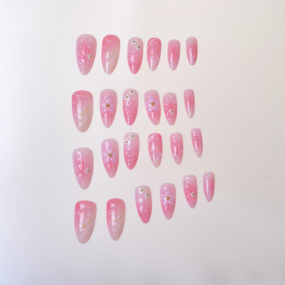 Blumenverzierte Press-On Nail Kit Karnz
