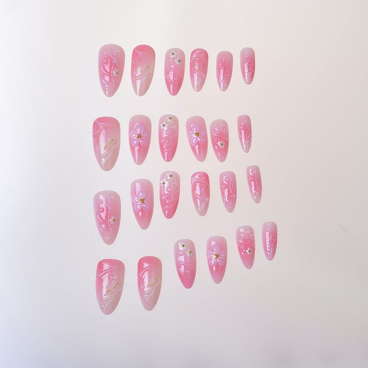 Blumenverzierte Press-On Nail Kit Karnz