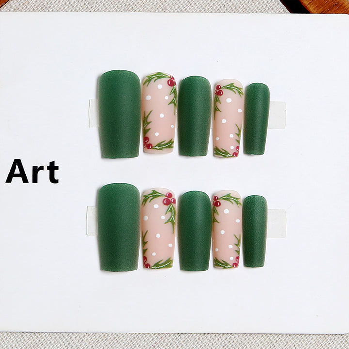 Kunstnagelset mit festlichem Weihnachtsdesign und eleganten 3D-Verzierungen Karnz