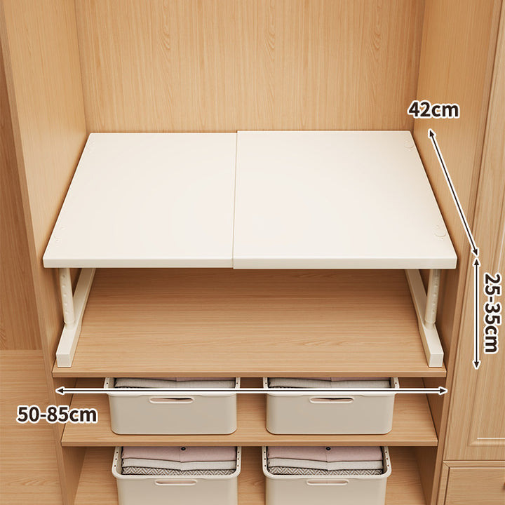 Erweiterbare Klappkleiderschrank-Regalplatte mit teleskopischer Unterstützung