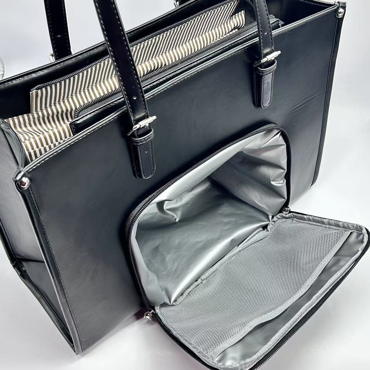 Damen Elegante Handtasche aus hochwertigem Kunstleder mit mehrfachen Fächern Karnz