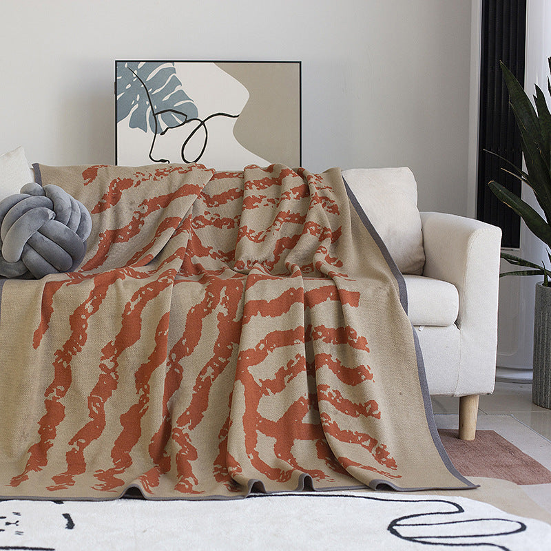 Atmungsaktive Baumwollmischung Jacquard Wurfdecke mit kontrastierendem Rand