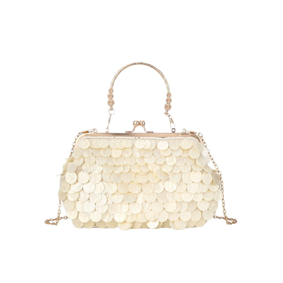 Elegante Muschel-Pailletten Abendhandtasche