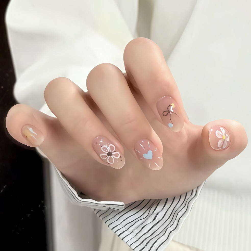 Künstlerisch gestaltetes Blüten-Design Press-On Nail Set