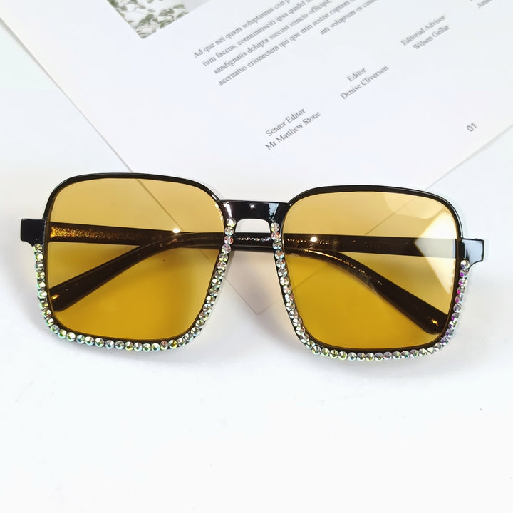 Damen Glamouröse Sonnenbrille mit funkelndem Strass-Besatz Karnz