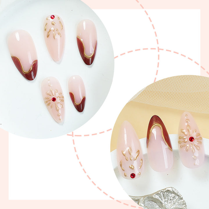 Premium Künstlerische Vollabdeckung Press-On Nagelset Karnz