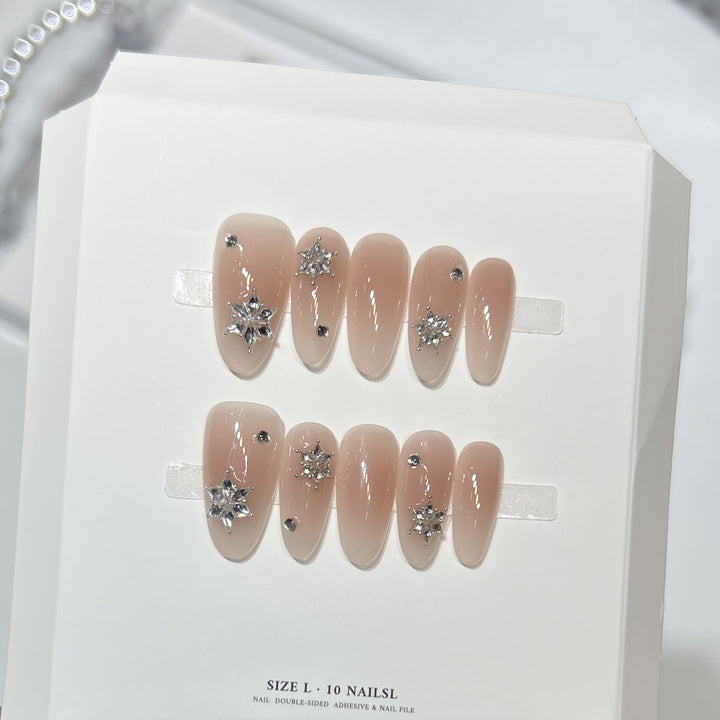Glitzerndes Press-On Nagelkunst-Set mit Schneeflocken-Design Karnz