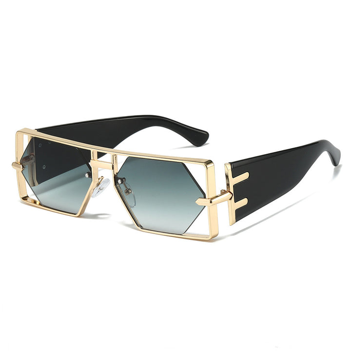 Geometrische Shield-Sonnenbrille mit hochwertigem Metallrahmen Karnz