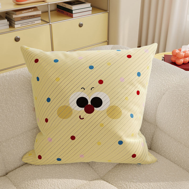 Decorative Plaid Throw Pillow Cover with Embroidered Cartoon Sheep Patch