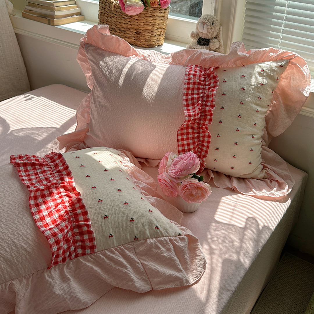 Vintage-inspirierte Rüschende Bettwäsche Set