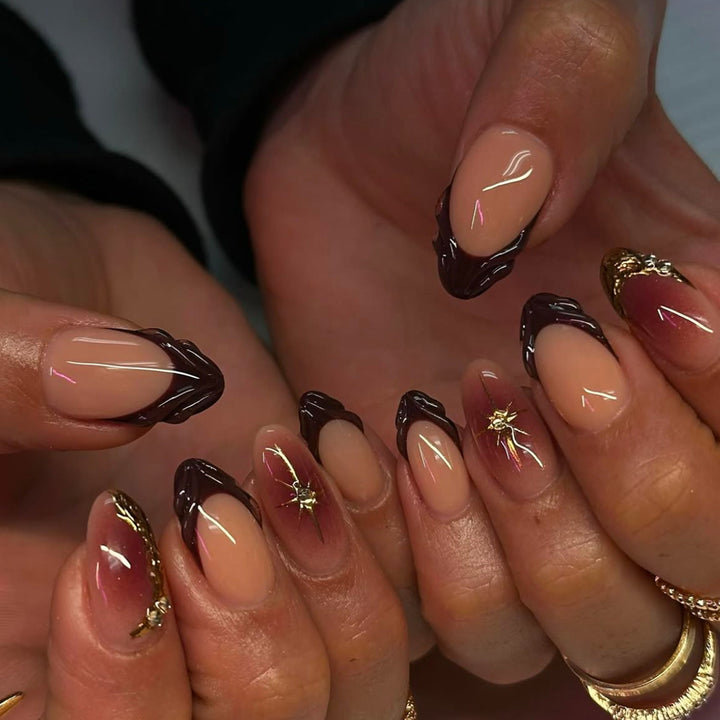 Künstlerische mandelförmige Press-On-Nagelkunst Karnz