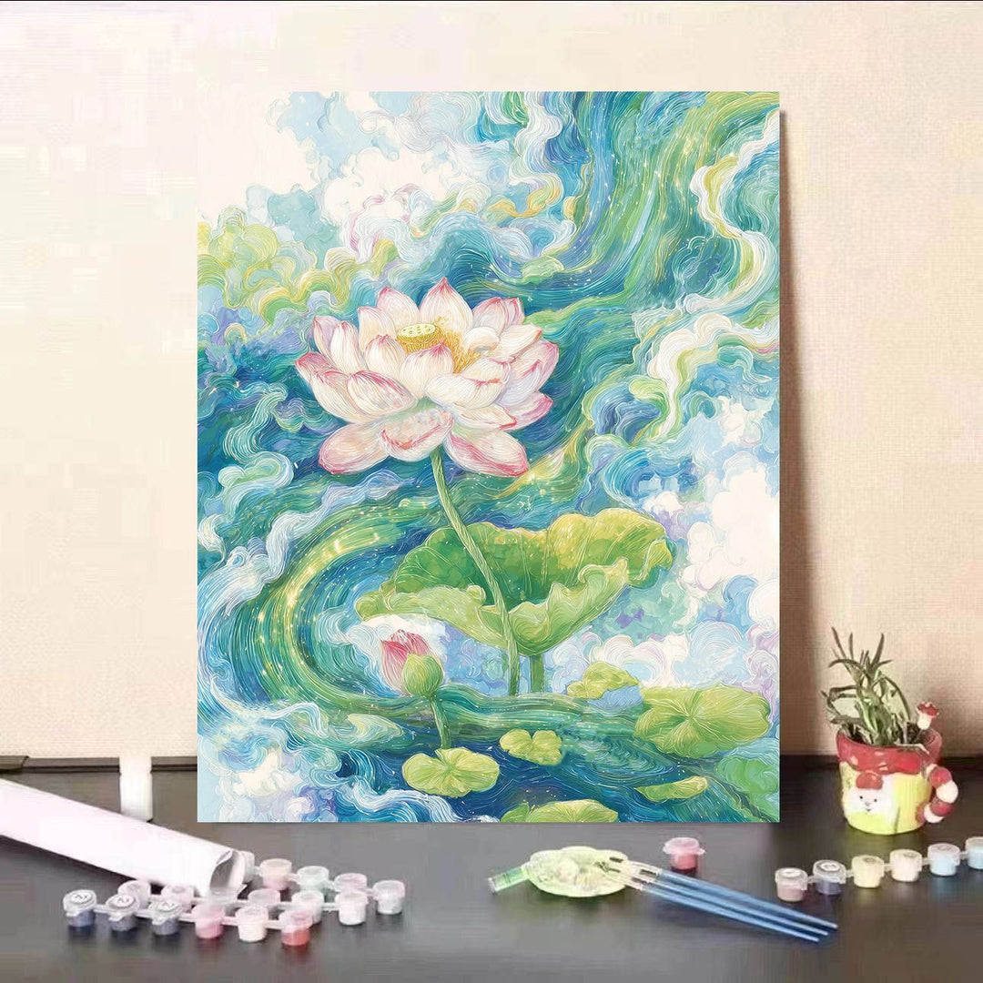 DIY Wasserlilie und Koi-Fisch Leinwandmalset Karnz