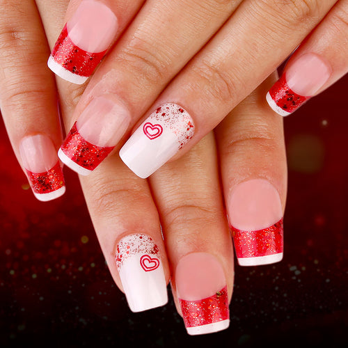 Romantisches Glitzer Press-On Nagelkunst Set Karnz