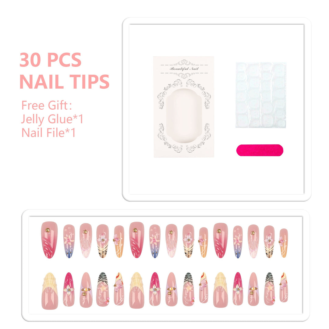 Künstlerisches Floral Press-On Nagelset