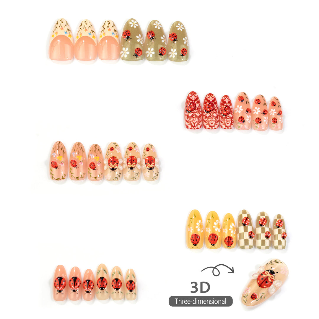 Marienkäfer-Themen Druck-On Nagelkunst