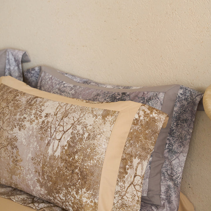 Luxus Wendbare Baumwollsatin Bettbezug Set mit Botanischem Toile Druck und Kontrastbordüre