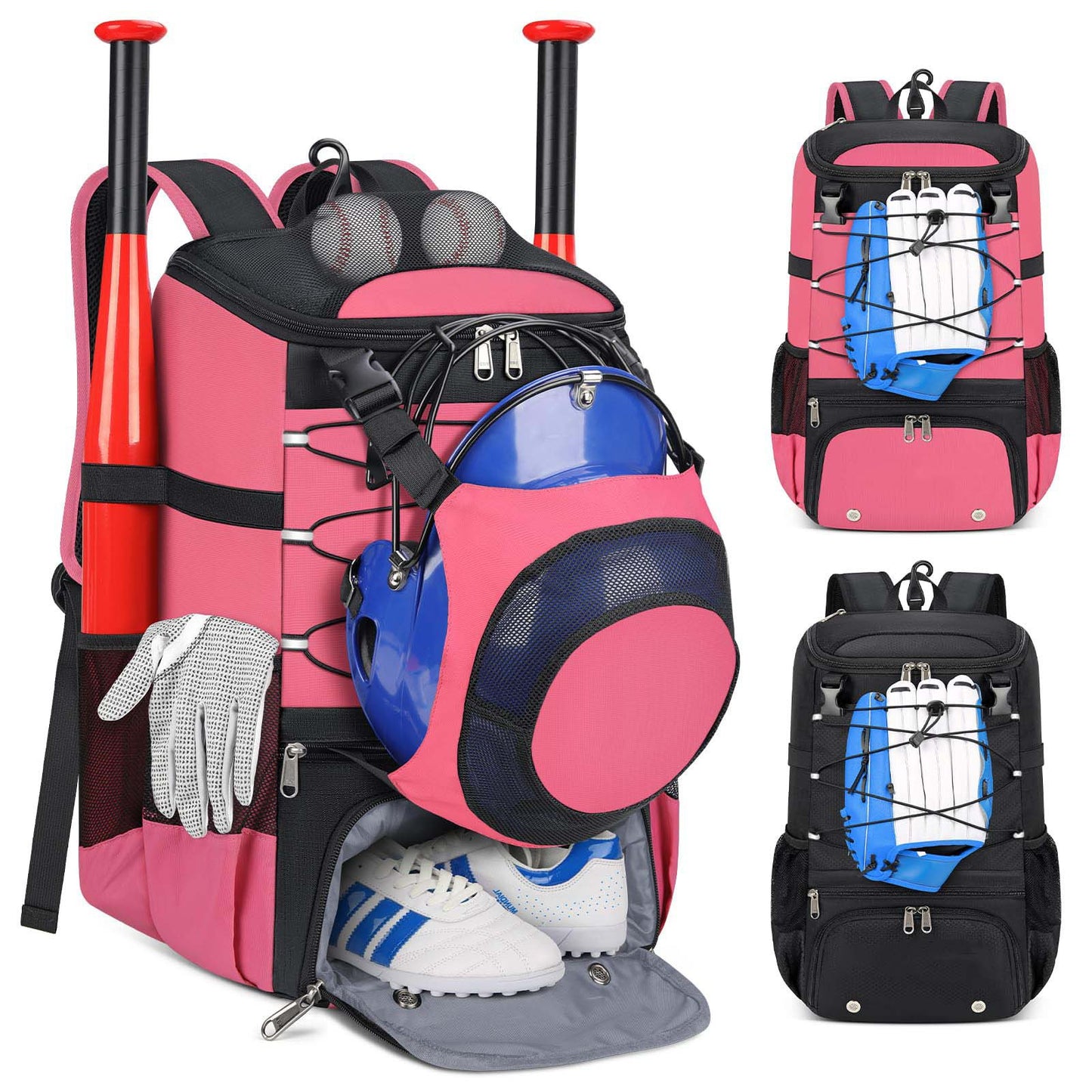 Unisex Sportlicher Baseball-Rucksack mit speziellen Fächern für Equipment Karnz