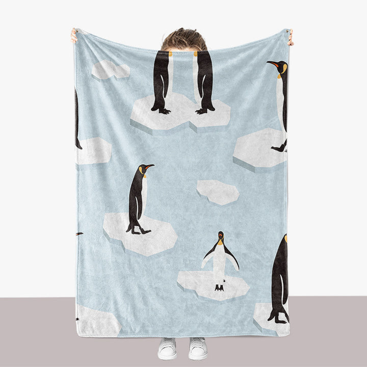 Pinguin-Themen-Plüsch-Wurfdecke