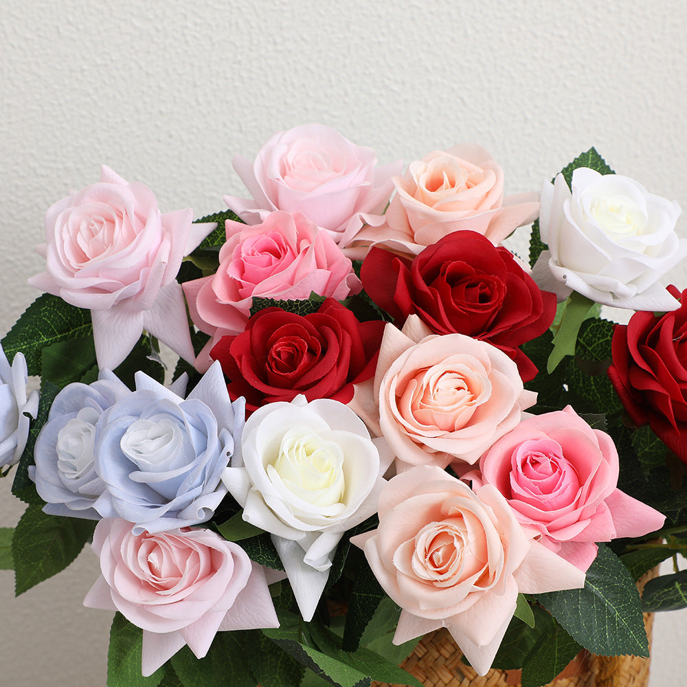 Künstliche Seidenrose mit Blättern Karnz