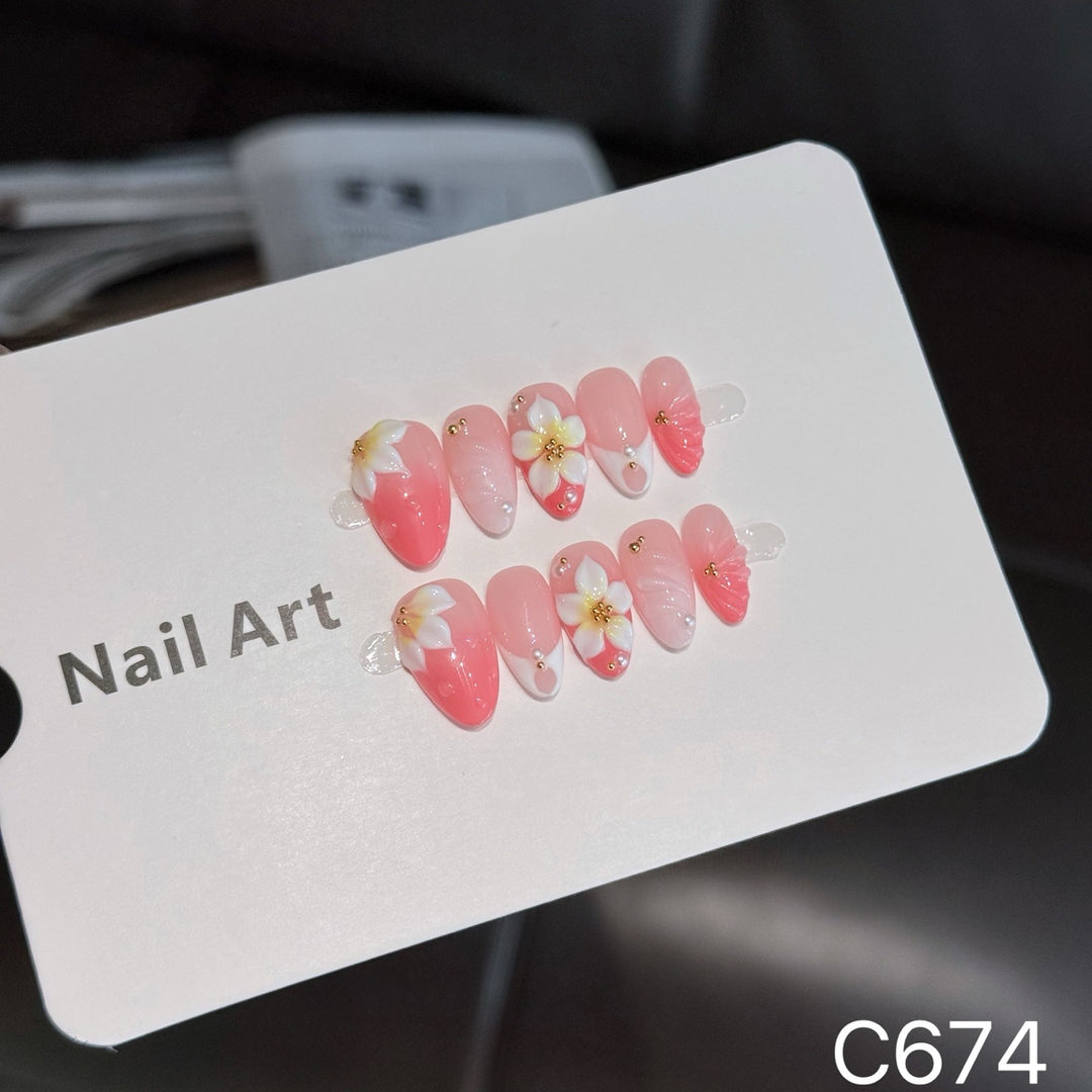 Floral Accent Press-On Nagel Set