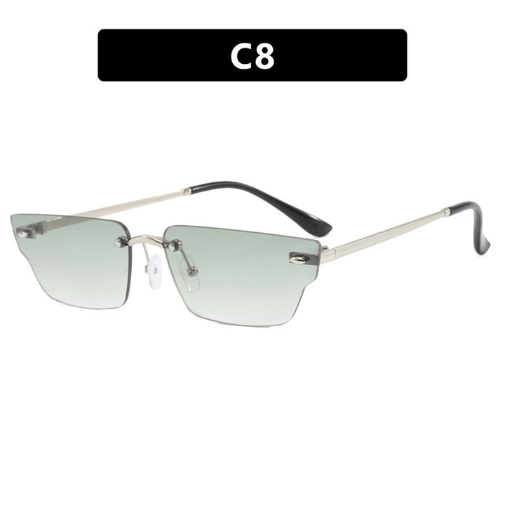Damen geometrische Sonnenbrille mit filigranem Rahmen und transparenten Gläsern Karnz