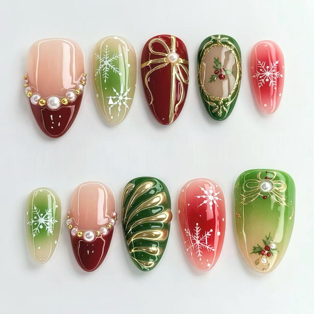Festliche Feiertags-Themen Press-On Nagelkunst