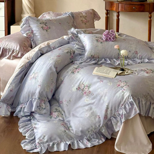 Romantisches Bettwäsche-Set mit Rüschen und Vintage-Blumenmuster