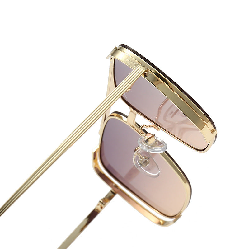 Damen modische quadratische Sonnenbrille mit elegantem Metallrahmen Karnz