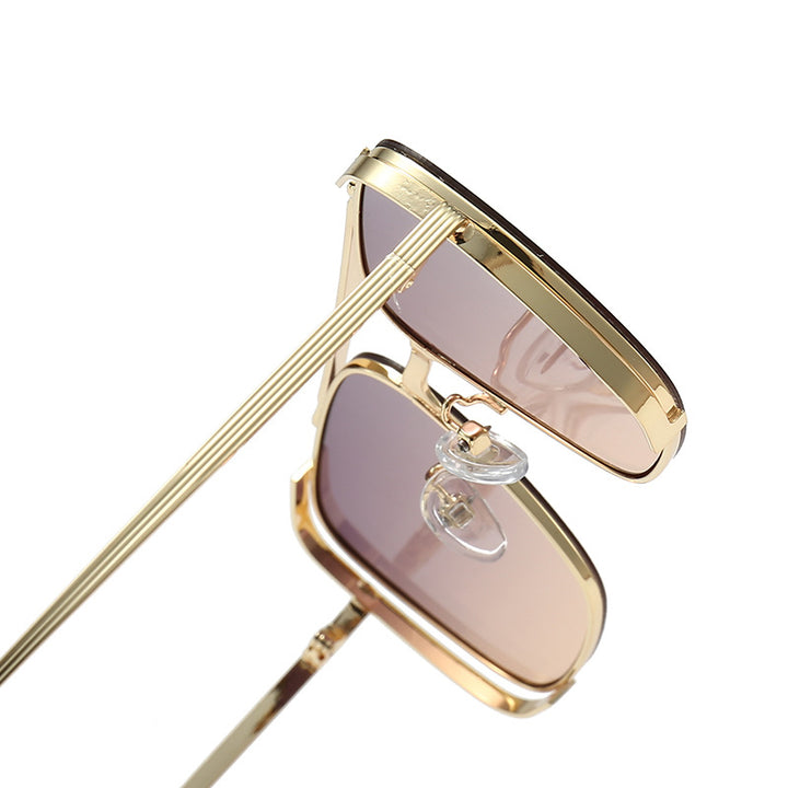 Damen modische quadratische Sonnenbrille mit elegantem Metallrahmen Karnz