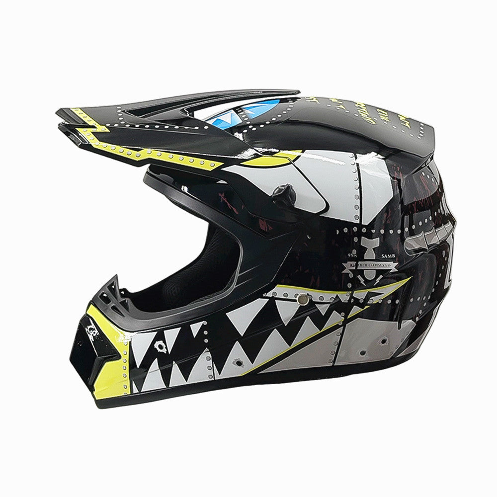 Vollgesicht-Motocross-Helm mit verlängertem Visier und verstärktem Kinnschutz Karnz