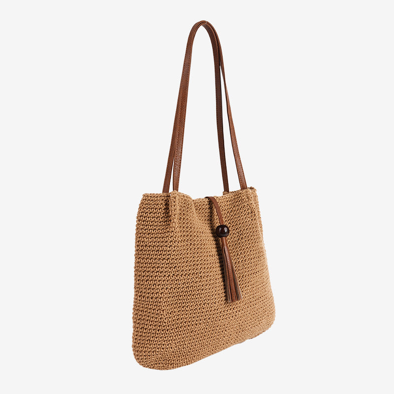 Damen Handgefertigte Shopper Tasche mit dekorativem Quastendetail Karnz