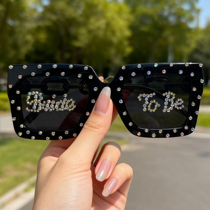 Dekorative perlenbesetzte Katzenaugen-Sonnenbrille Karnz