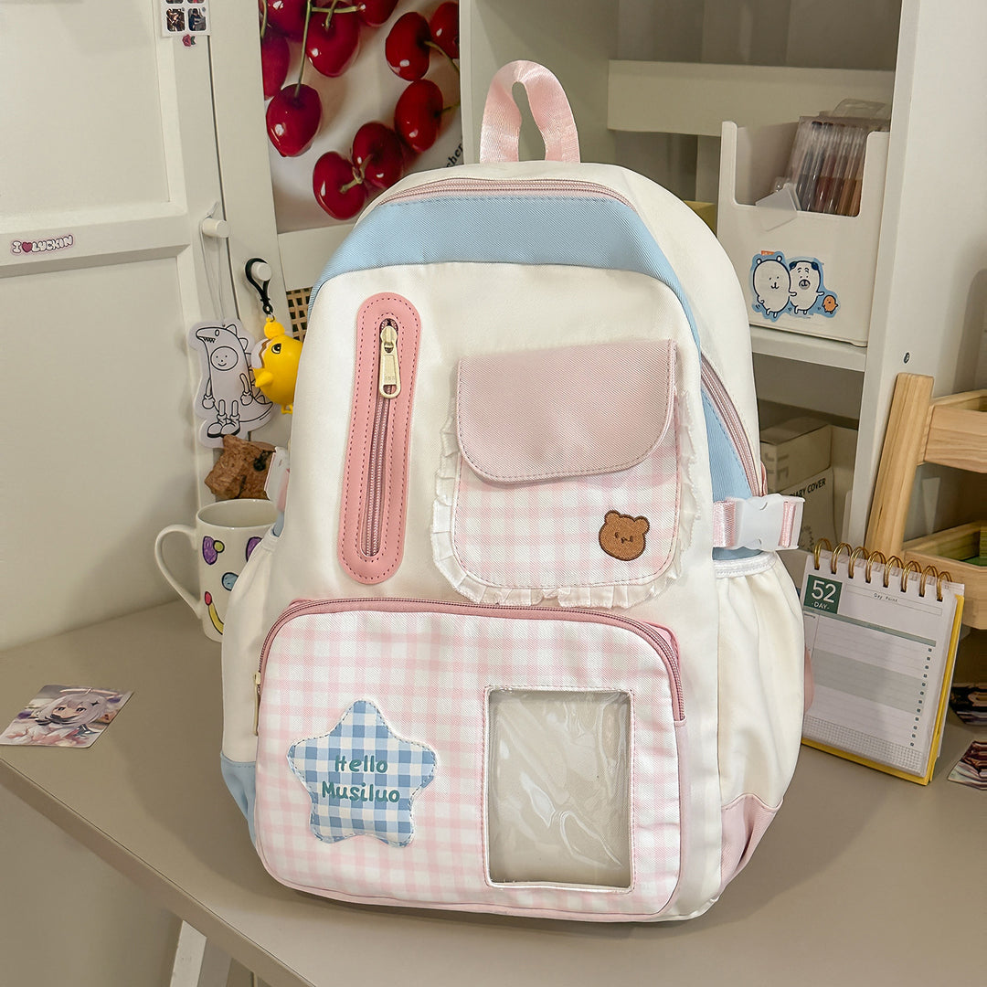 Stilvolles Gingham-Druck-Rucksack Karnz