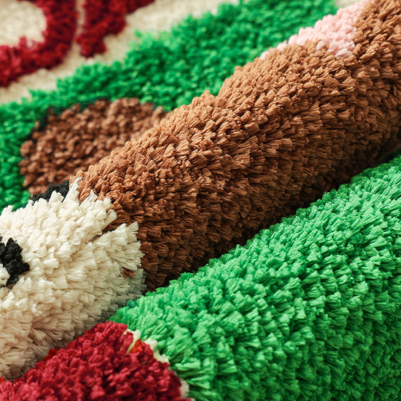 Verspielte geschenkförmige Fußmatte mit getuftetem Teddybärmotiv Karnz