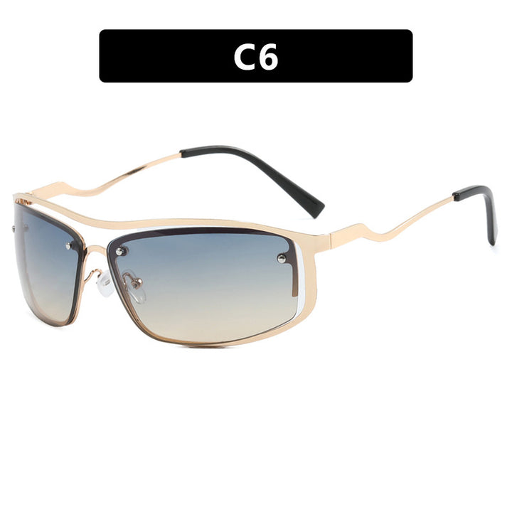 Damen futuristische Sonnenbrille mit elegantem Metallrahmen und hochtransparenten Gläsern Karnz