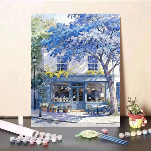 DIY Café-Szene Malen nach Zahlen Set Karnz