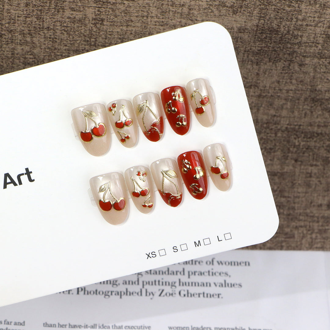 Künstlerisches Kirsch-Thema Press-On Nail Set Karnz