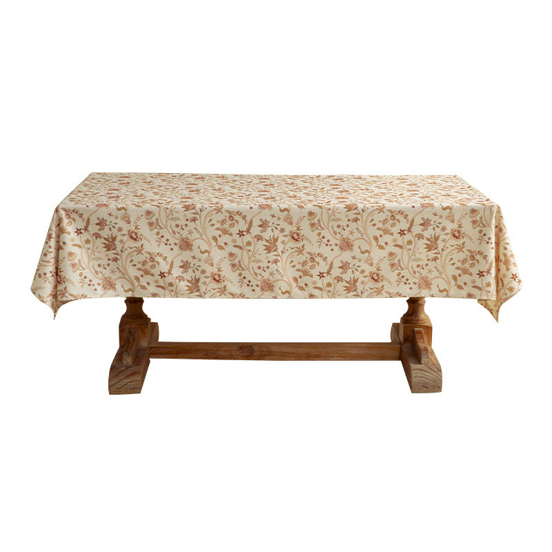 Leichte Baumwollmix-Tischdecke mit Vintage-Blumenmuster und fleckenabweisender Oberfläche