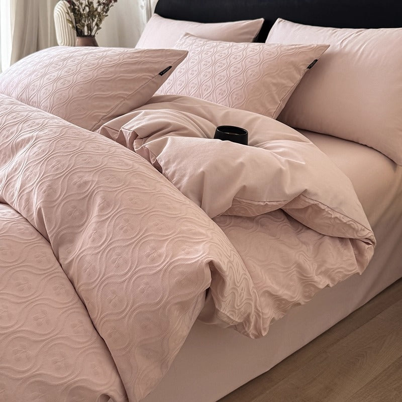 Jacquard Floral Prägung Bettbezug und Kissenbezug Set