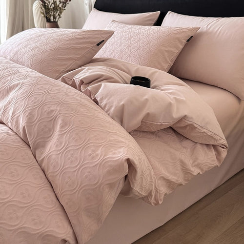 Jacquard Floral Prägung Bettbezug und Kissenbezug Set