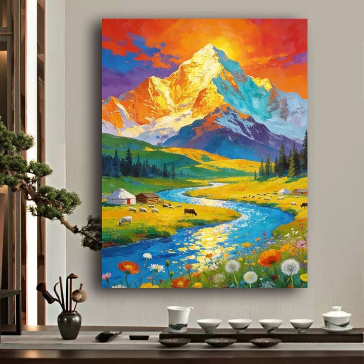Lebendige Berglandschaft Leinwandkunst Karnz