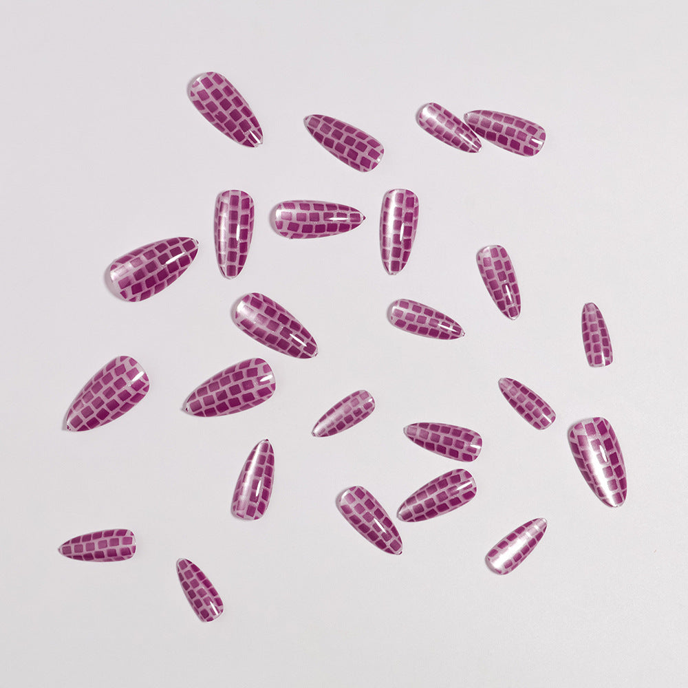 Glossy Stiletto Press-On Nails Set mit Reflective Design Karnz