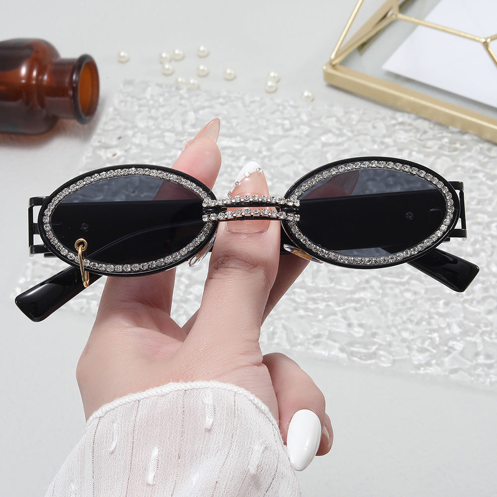 Damen extravagante modische Sonnenbrille mit strassbesetztem Rahmen Karnz