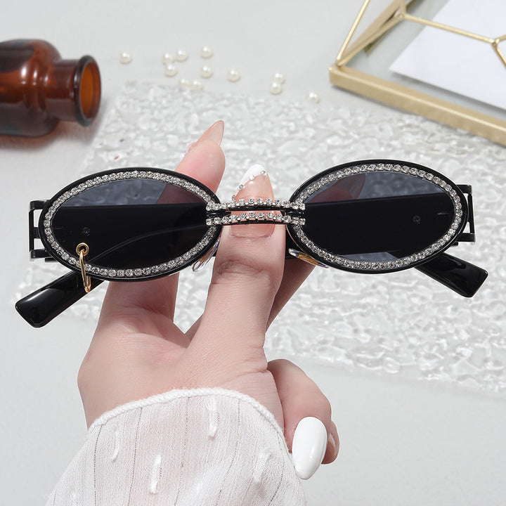 Damen extravagante modische Sonnenbrille mit strassbesetztem Rahmen Karnz