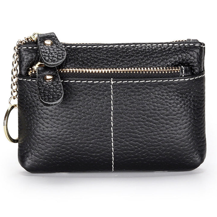 Premium Doppel-Zipper Leder Münzbeutel