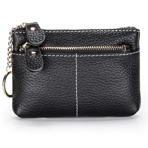 Premium Doppel-Zipper Leder Münzbeutel
