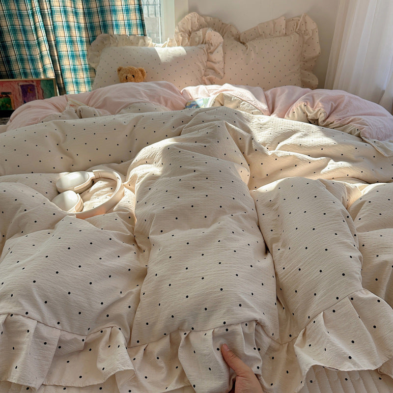 Florales Rüsch-Bettbezug-Set