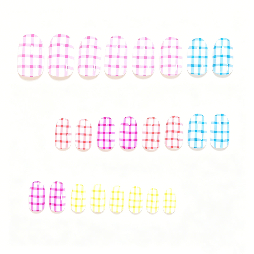 Chic Gingham-Muster Nagelkunst-Wraps Karnz