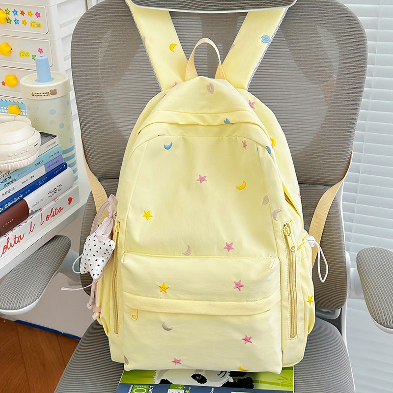 Bestickter Stern- und Mondmuster-Rucksack